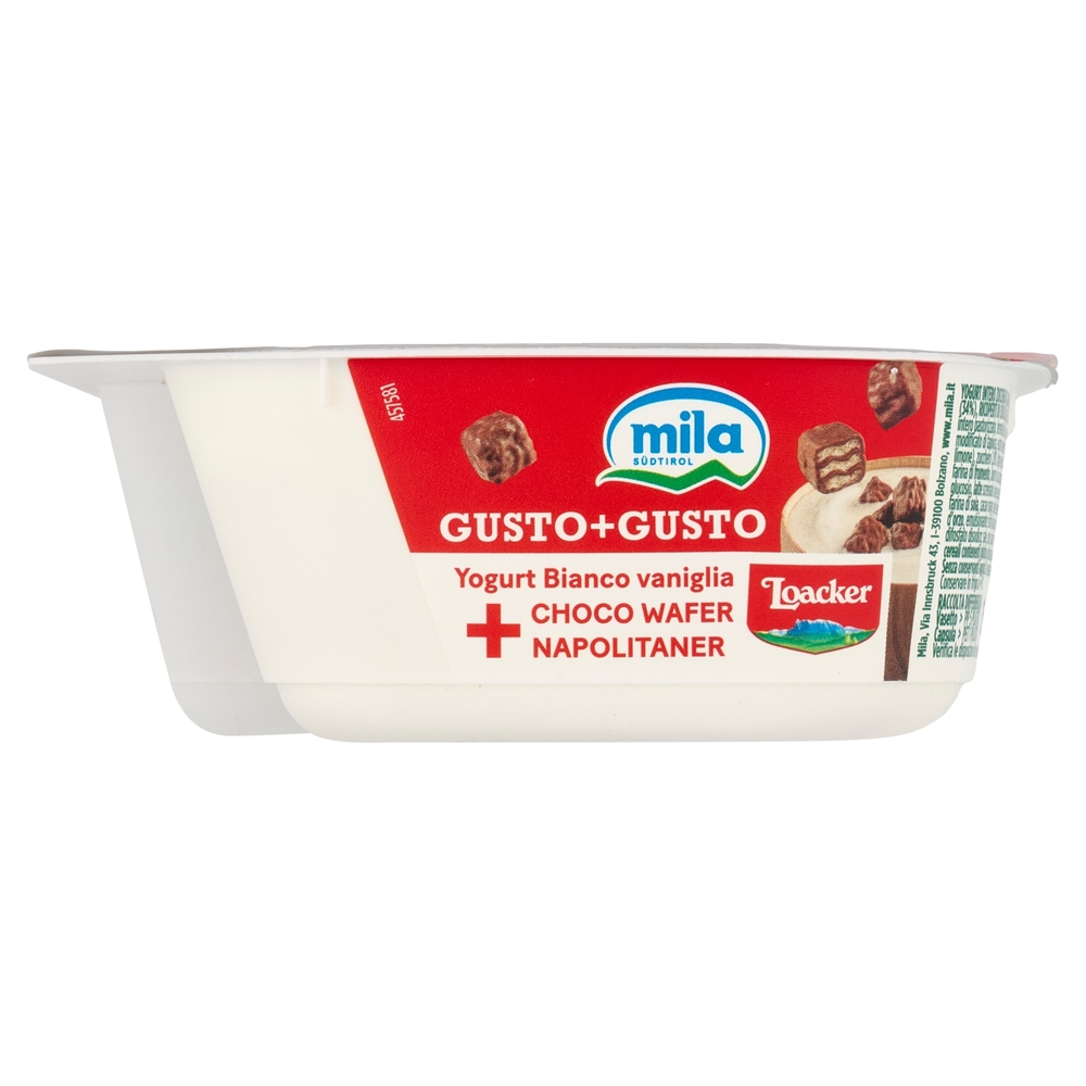 mila Gusto+Gusto Yogurt Bianco vaniglia + Choco Wafer Napolitaner 150 g
